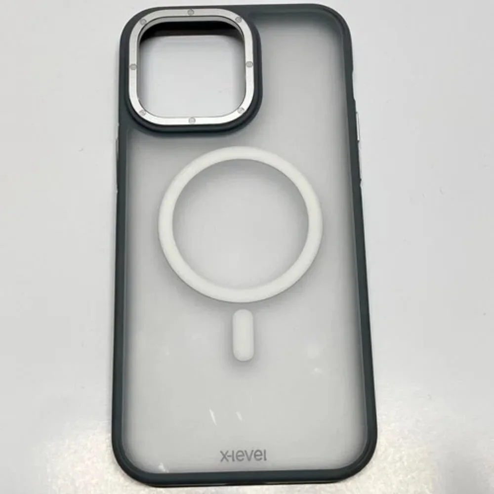 X-Level iphone 14 Pro Max Case Gray Clear Magnetic Charger‎ Accessory Compatible